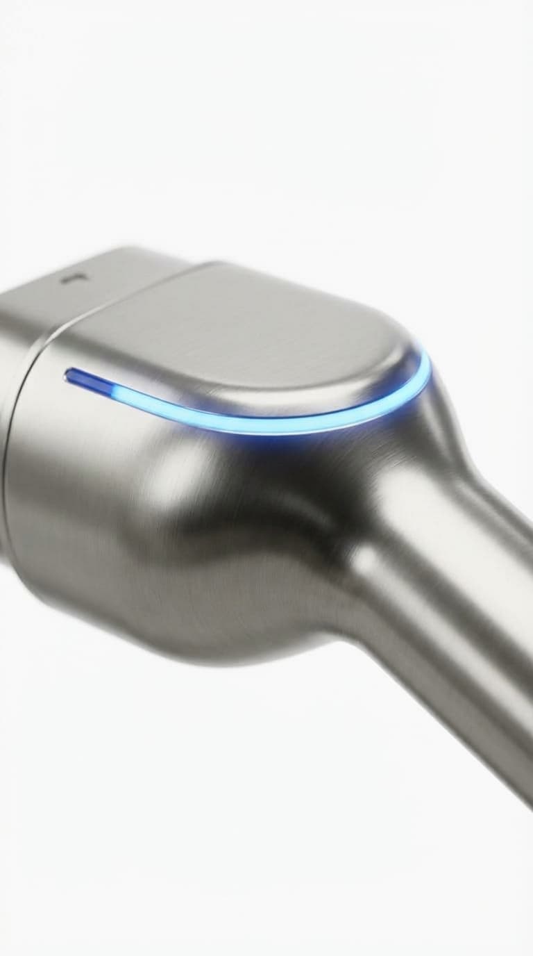 Detail of the brushed housing on a MAXERO charger